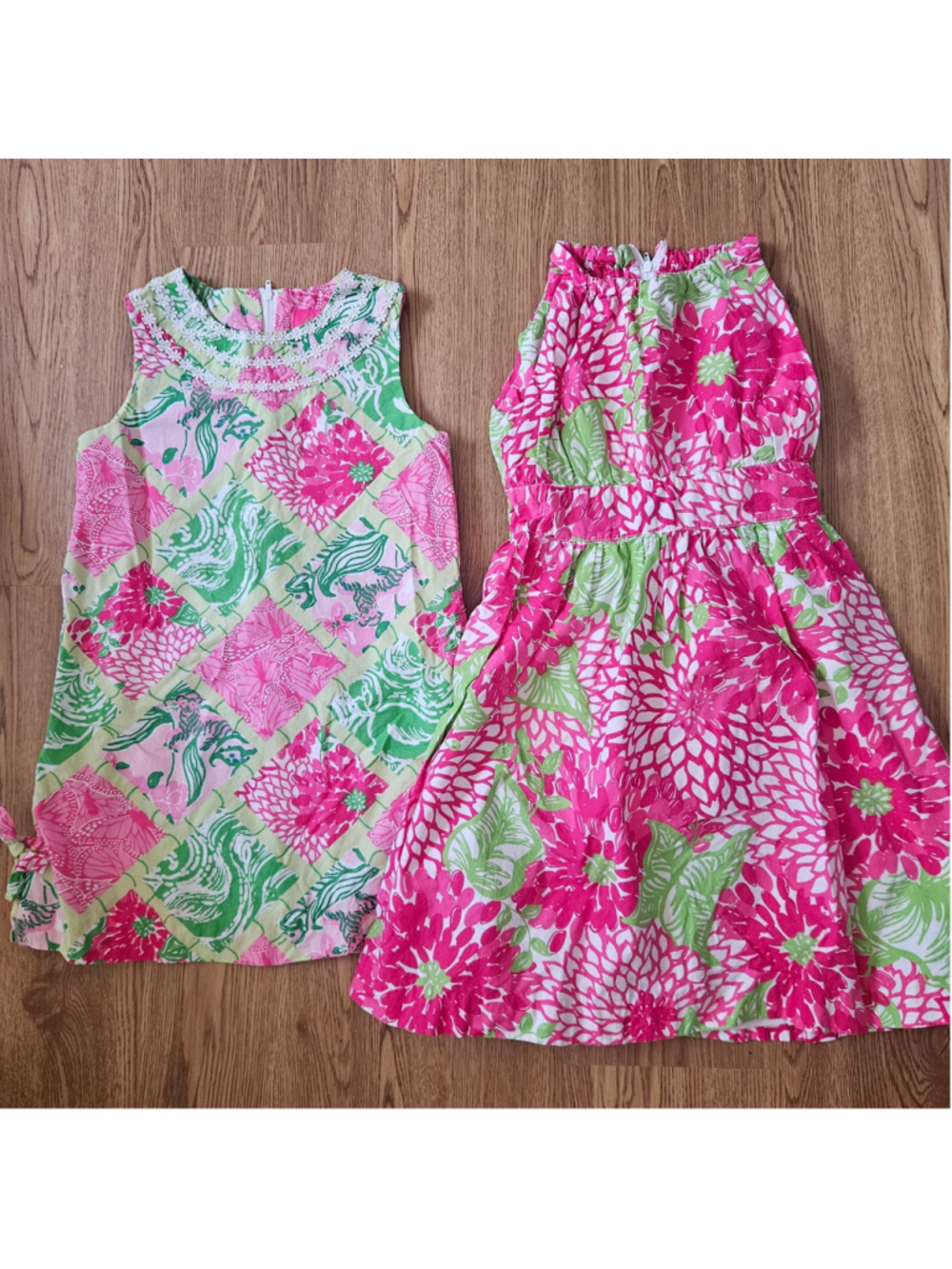 Lilly Pulitzer Jubilee Girls Sleeveless Dresses Floral Girly Girls 7 Set of 2